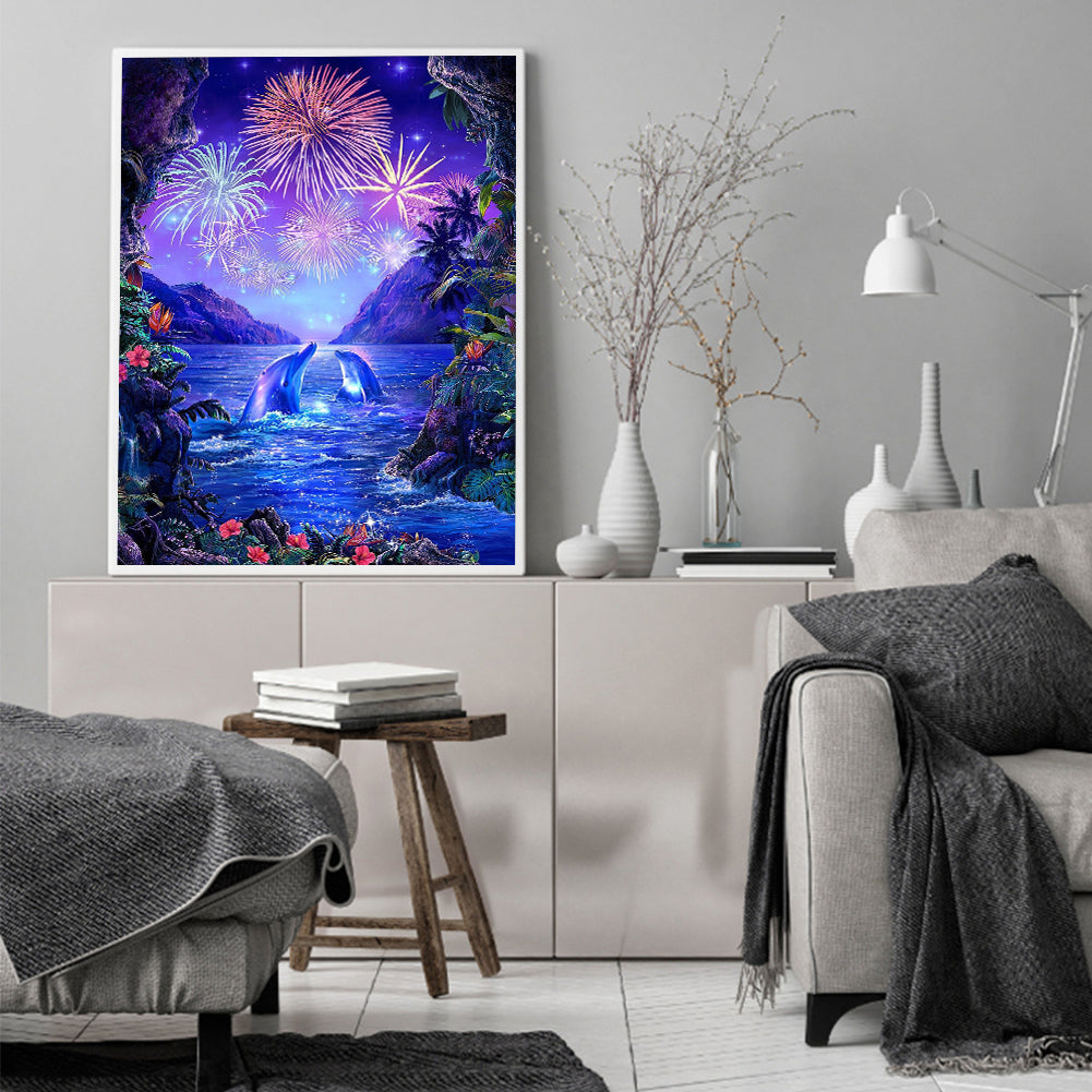 Dolphin - Full Round Drill Diamond Painting 40*50CM