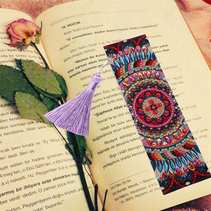 DIY Retro Mandala Diamond Painting Bookmark Special Shaped Tassel Crafts