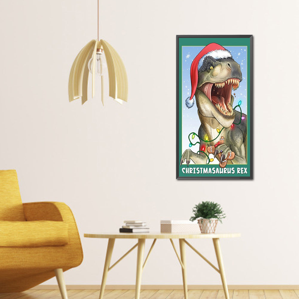 Christmas Dinosaur - Full Round Drill Diamond Painting 30*60CM