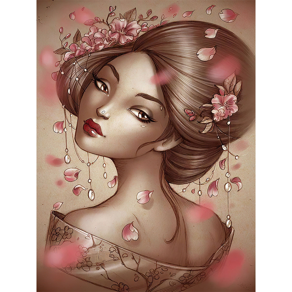 Geisha Beauty - Full Round Drill Diamond Painting 30*40CM
