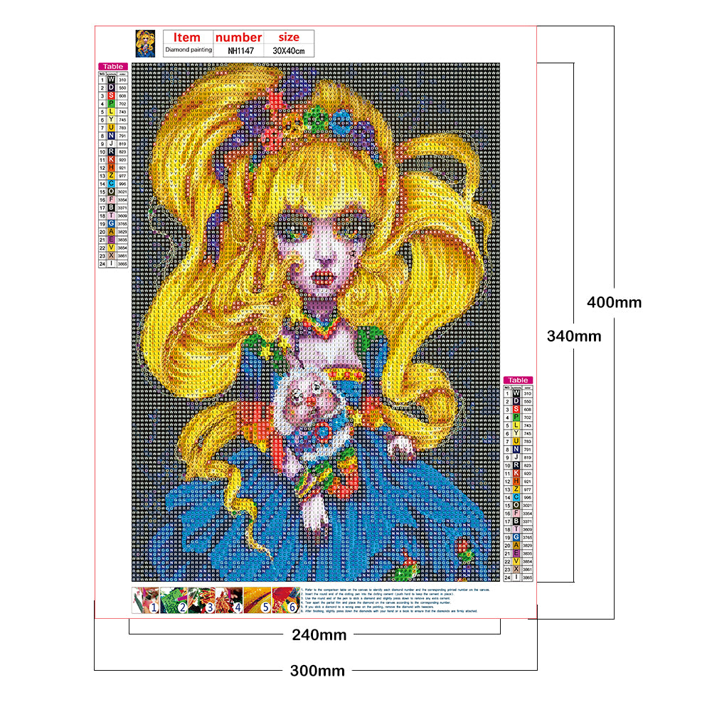 Cartoon Girl - Full Round Drill Diamond Painting 30*40CM