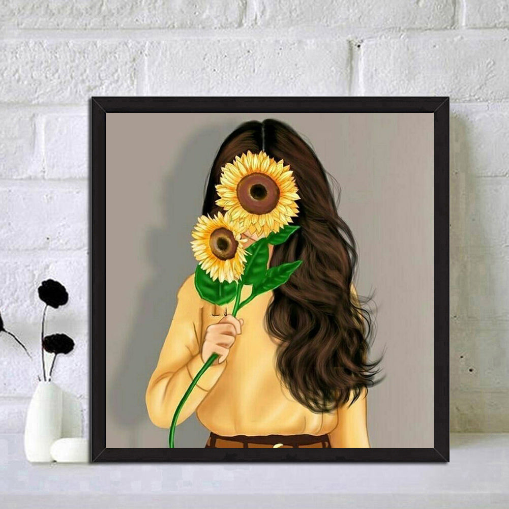 Sunflower Girl - Full Round Drill Diamond Painting 30*30CM