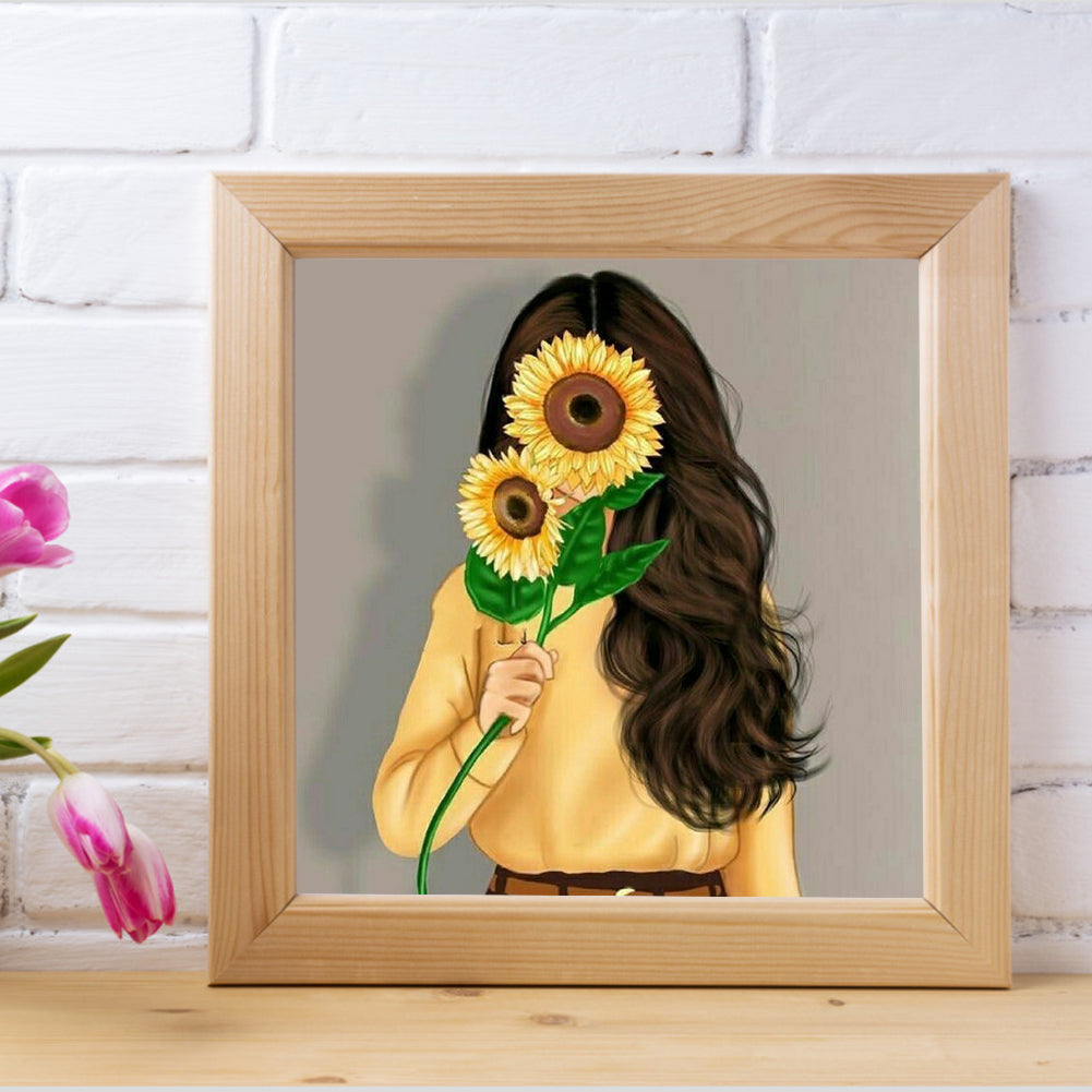 Sunflower Girl - Full Round Drill Diamond Painting 30*30CM