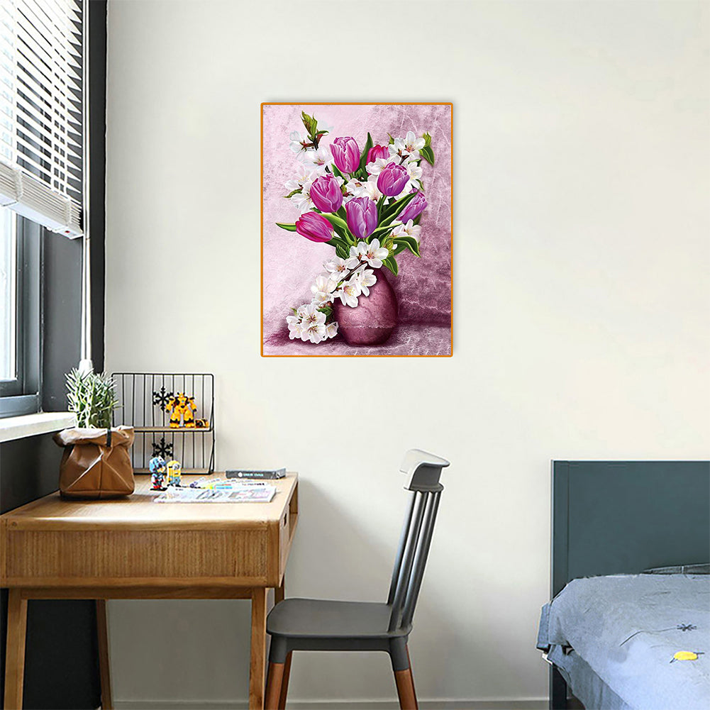 Tulip Flower - Full Round Drill Diamond Painting 30*40CM