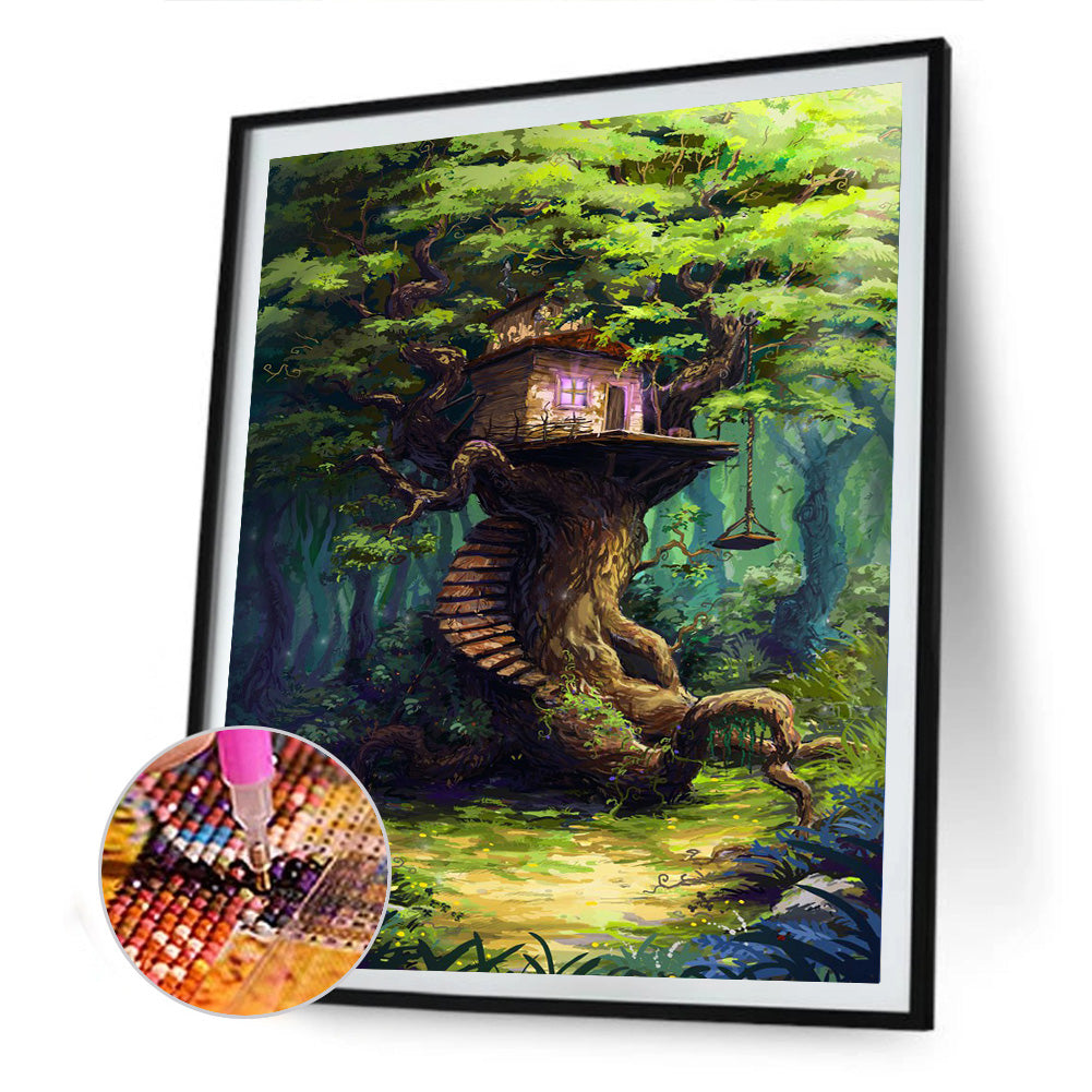 Forest Landscape - Full Round Drill Diamond Painting 30*40CM