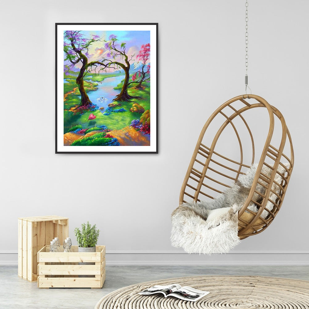 Forest Landscape - Full Round Drill Diamond Painting 30*40CM