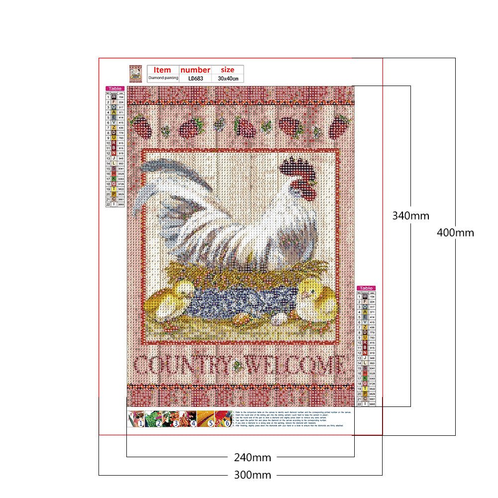 Rooster - Full Round Drill Diamond Painting 30*40CM