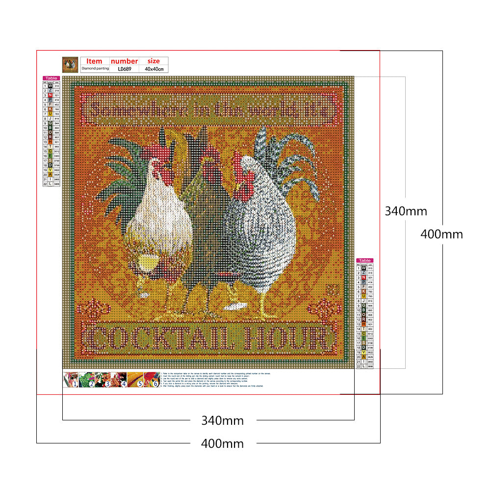 Rooster - Full Round Drill Diamond Painting 40*40CM