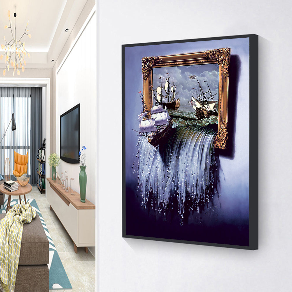 Sailing Waterfall - Full Round Drill Diamond Painting 30*40CM