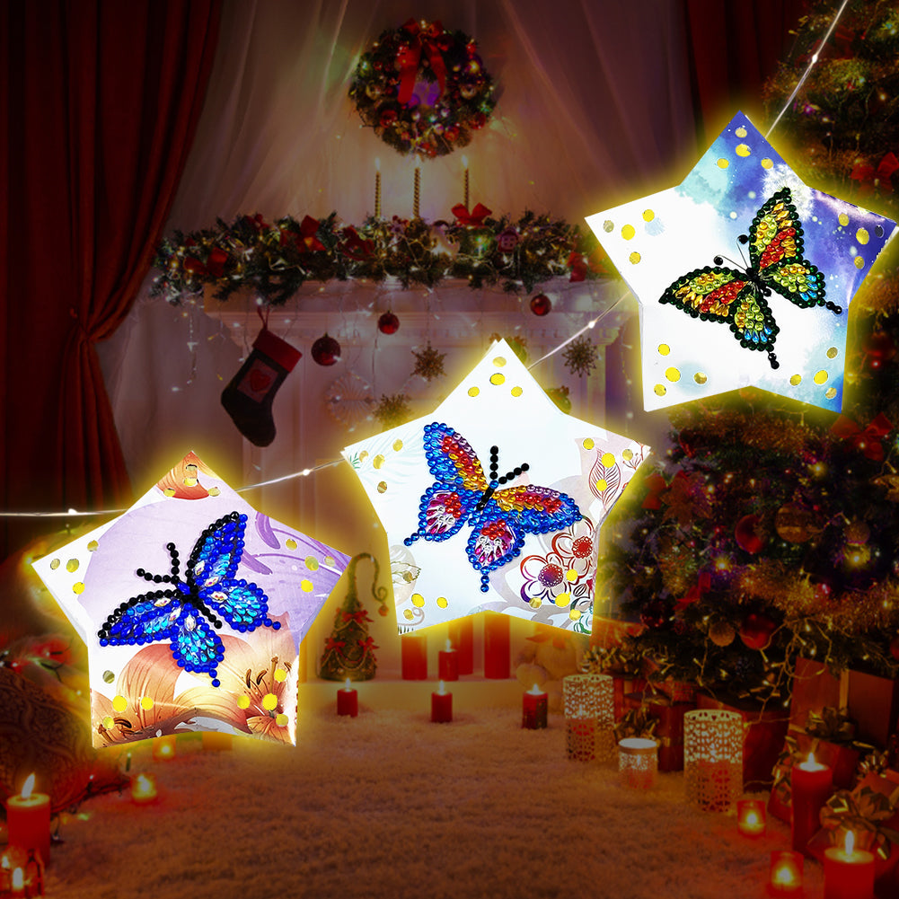 3x DIY Diamond Painting Star LED Hanging Fairy Lights Christmas Party Decor