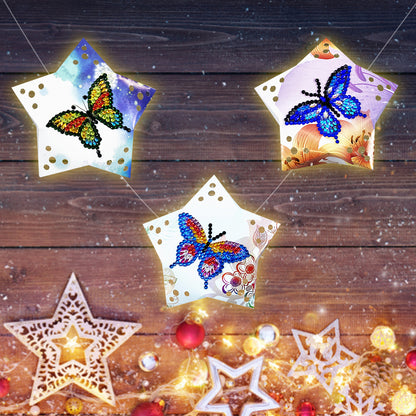 3x DIY Diamond Painting Star LED Hanging Fairy Lights Christmas Party Decor