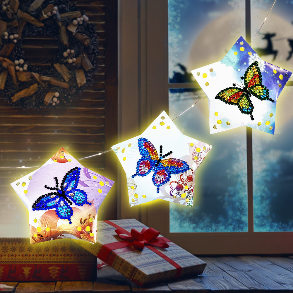 3x DIY Diamond Painting Star LED Hanging Fairy Lights Christmas Party Decor