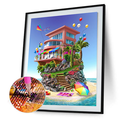 Seaside House - Full Round Drill Diamond Painting 30*40CM