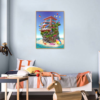 Seaside House - Full Round Drill Diamond Painting 30*40CM