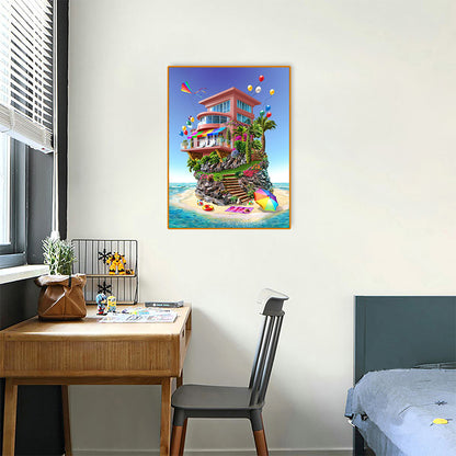 Seaside House - Full Round Drill Diamond Painting 30*40CM