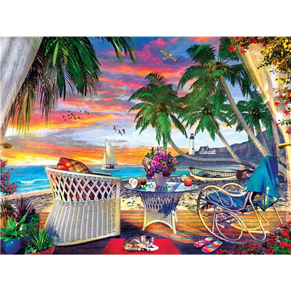 Seaside Scenery - Full Round Drill Diamond Painting 40*30CM