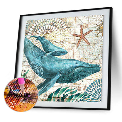 Whale - Full Round Drill Diamond Painting 30*30CM