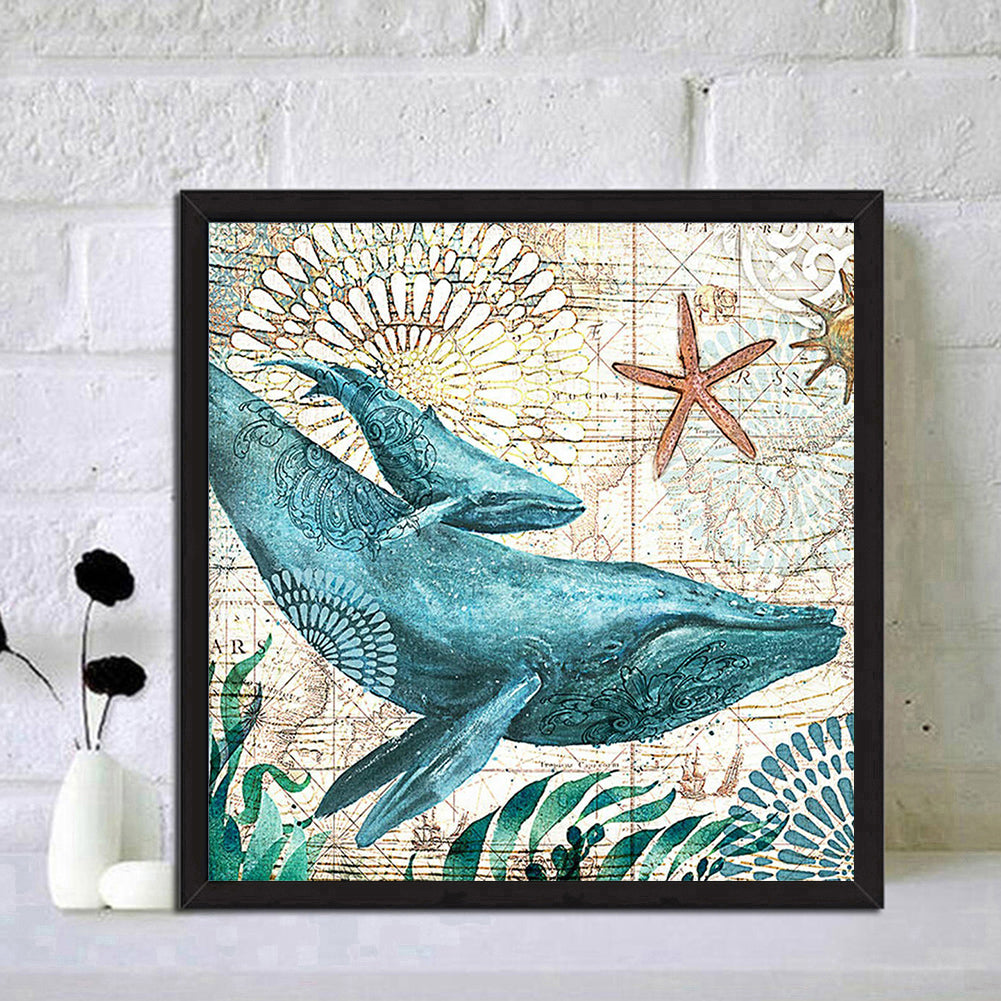 Whale - Full Round Drill Diamond Painting 30*30CM
