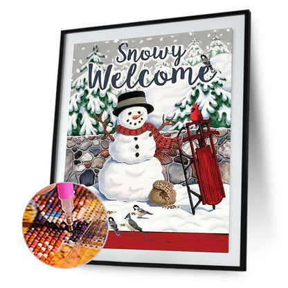 Snowman Bear - Full Round Drill Diamond Painting 30*40CM