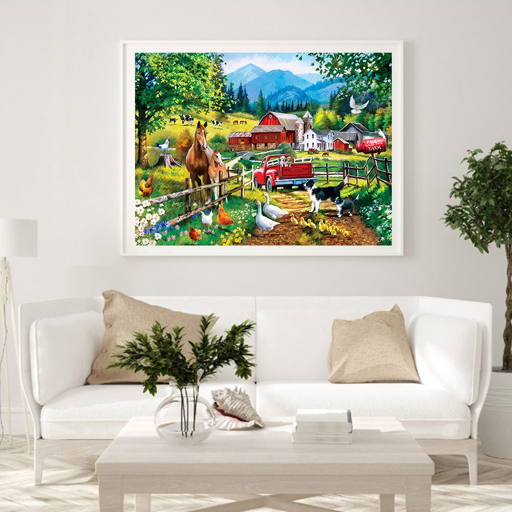 Truck Farm - Full Round Drill Diamond Painting 40*30CM