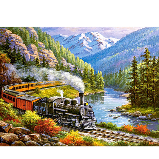Train Park - Full Round Drill Diamond Painting 40*30CM
