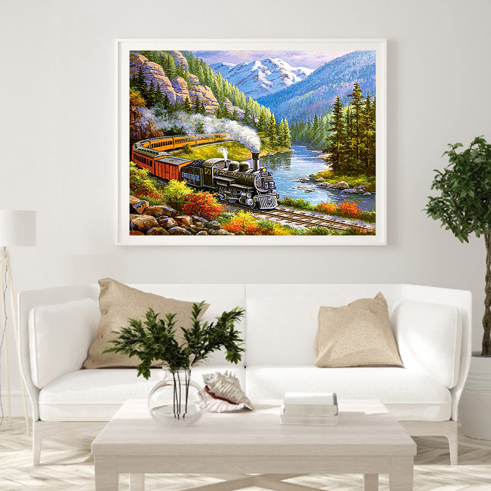 Train Park - Full Round Drill Diamond Painting 40*30CM