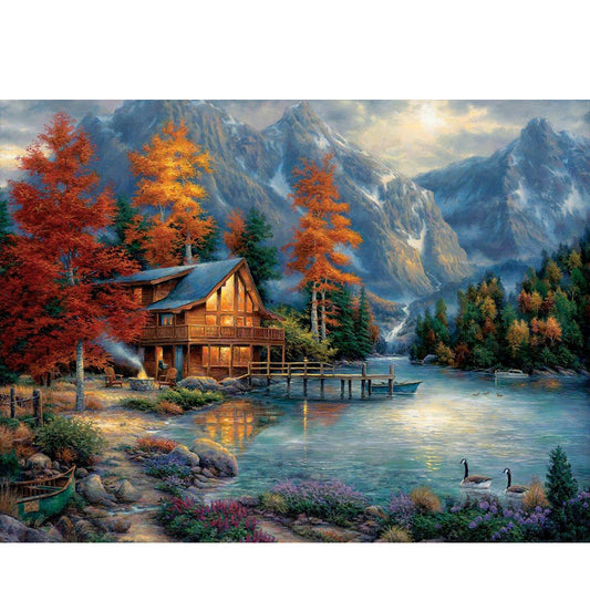 Mountain River - Full Round Drill Diamond Painting 50*40CM