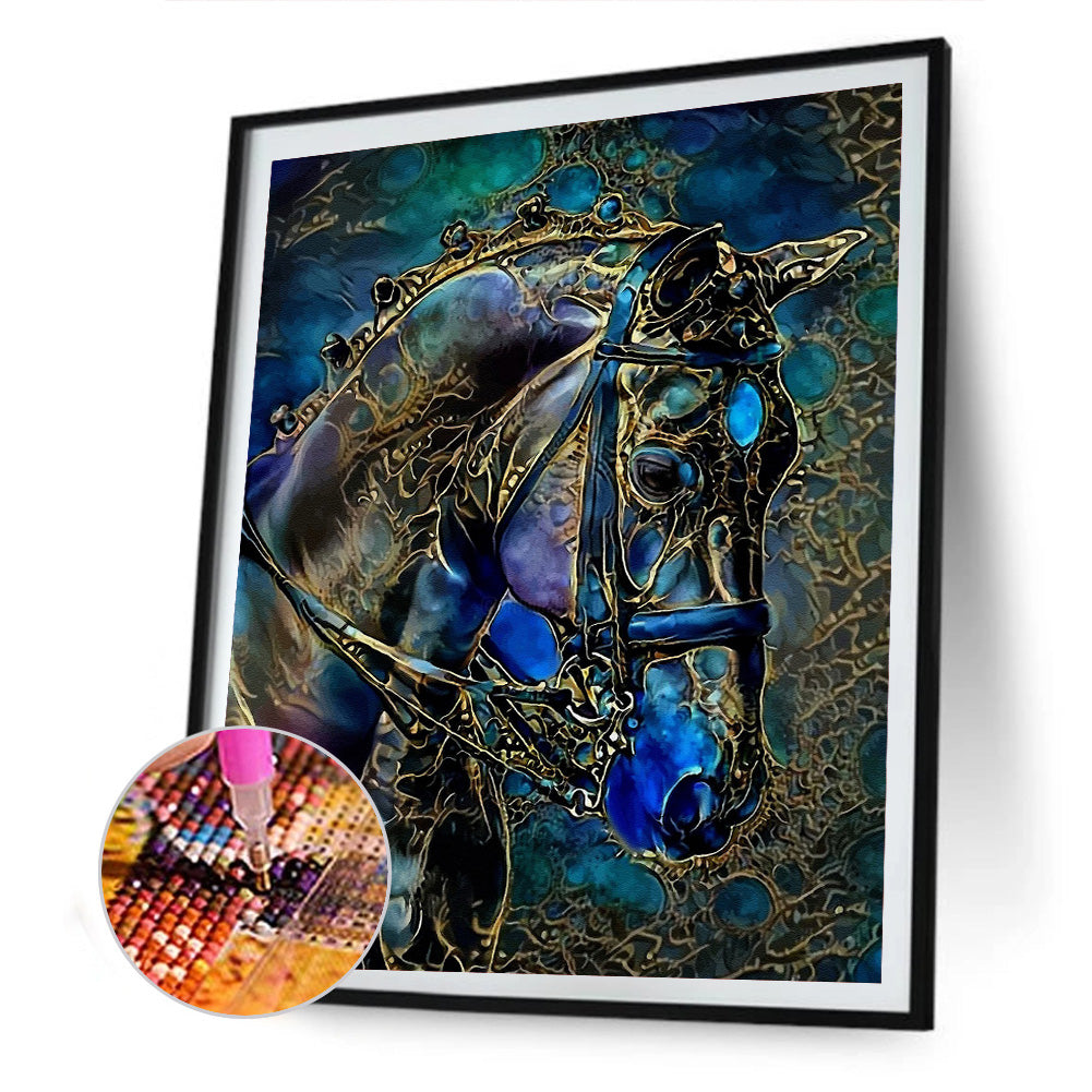 Blue Horse - Full Round Drill Diamond Painting 30*40CM