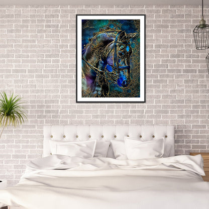 Blue Horse - Full Round Drill Diamond Painting 30*40CM