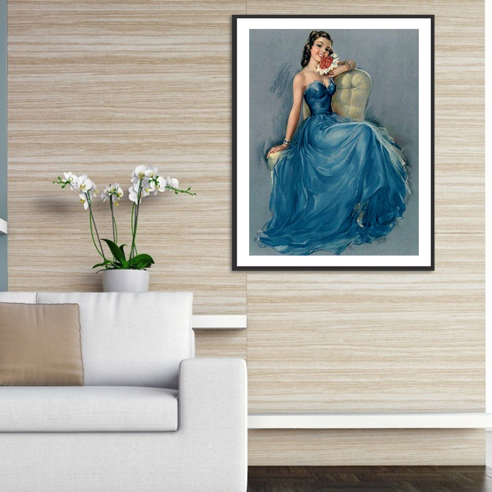 Dress Woman - Full Round Drill Diamond Painting 30*40CM