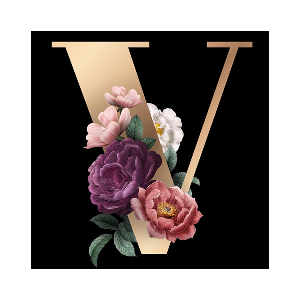 Flower Letter - Full Round Drill Diamond Painting 30*30CM