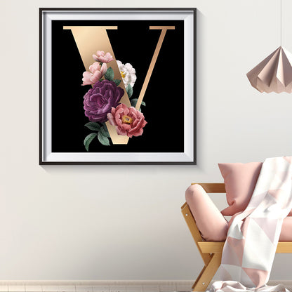 Flower Letter - Full Round Drill Diamond Painting 30*30CM