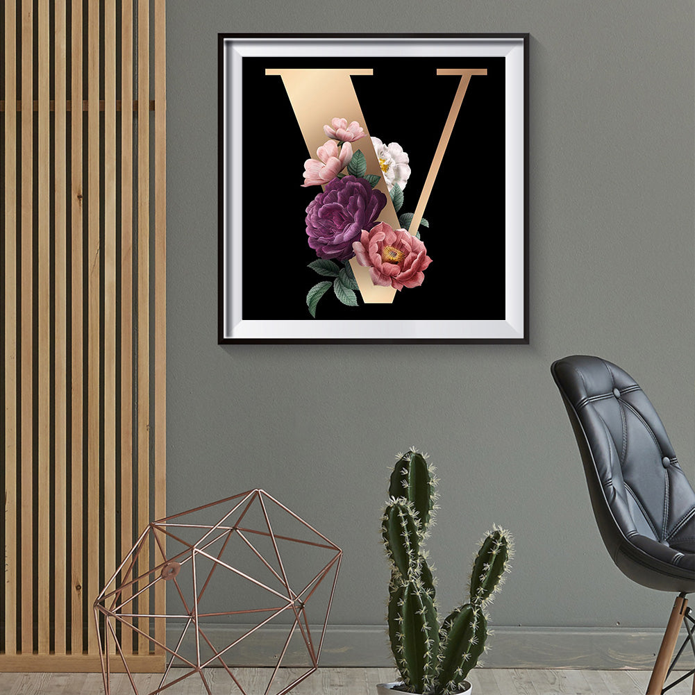 Flower Letter - Full Round Drill Diamond Painting 30*30CM