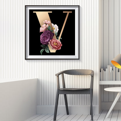 Flower Letter - Full Round Drill Diamond Painting 30*30CM