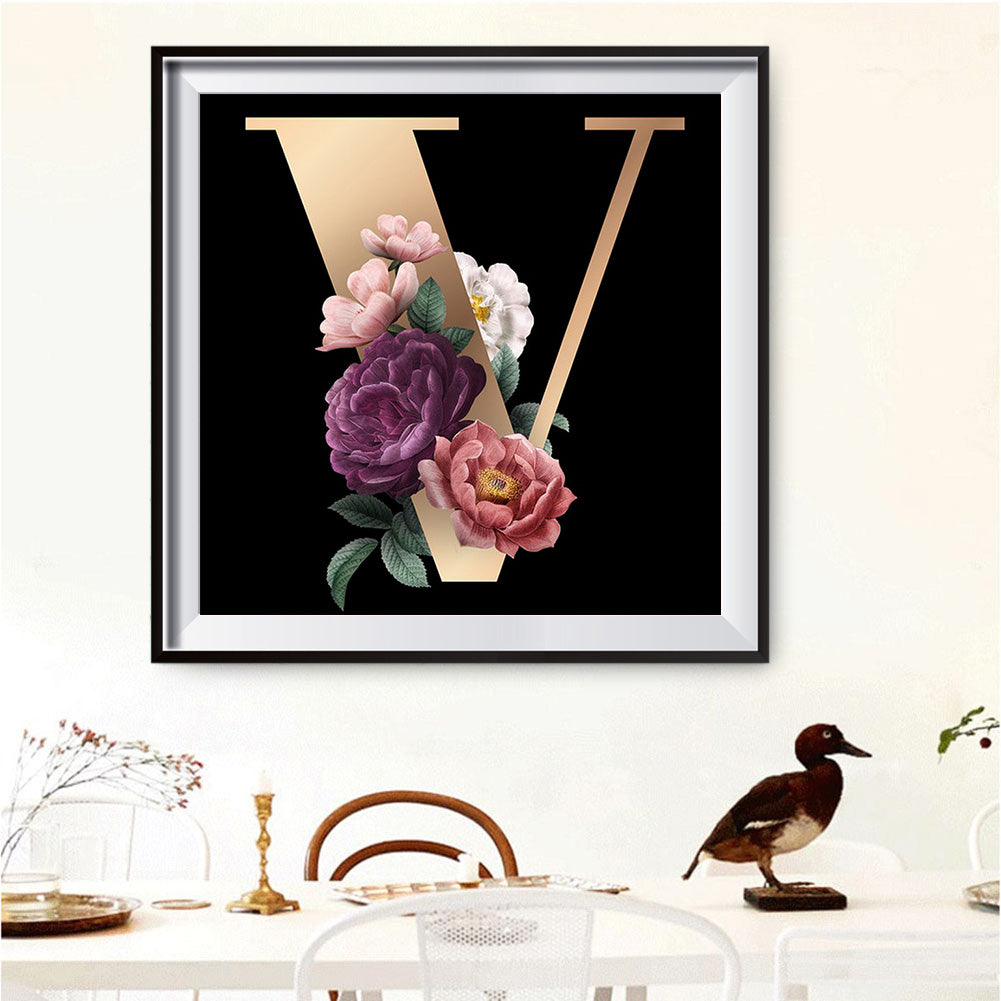 Flower Letter - Full Round Drill Diamond Painting 30*30CM
