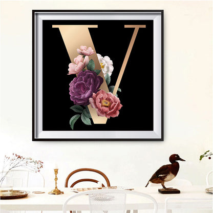 Flower Letter - Full Round Drill Diamond Painting 30*30CM