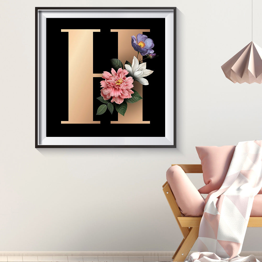 Flower Letter - Full Round Drill Diamond Painting 30*30CM