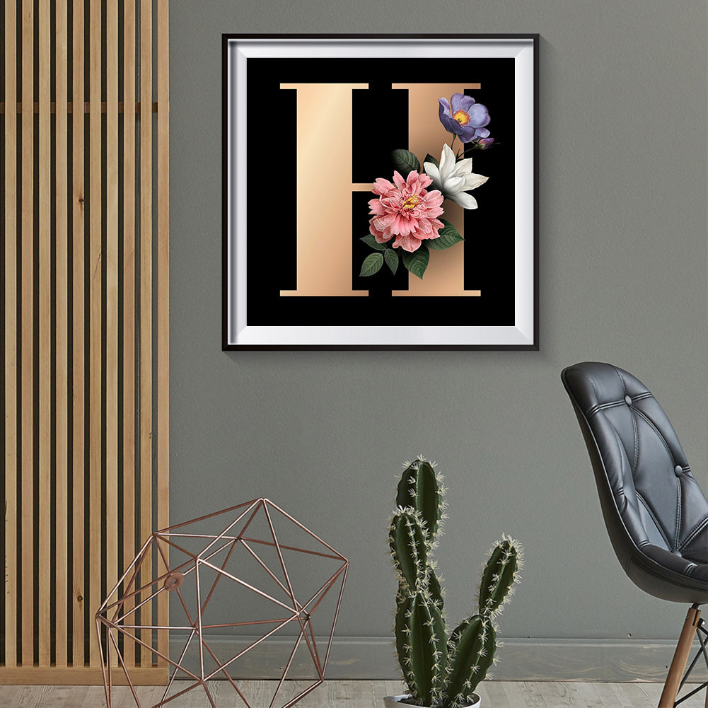 Flower Letter - Full Round Drill Diamond Painting 30*30CM