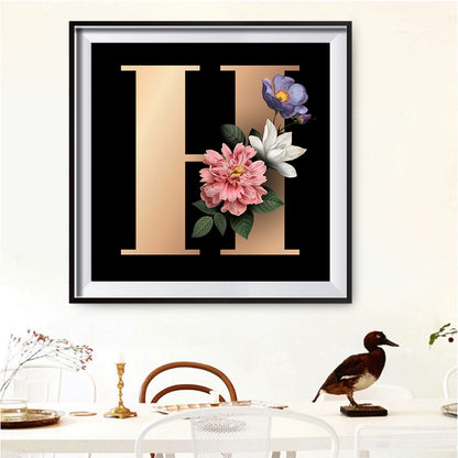 Flower Letter - Full Round Drill Diamond Painting 30*30CM