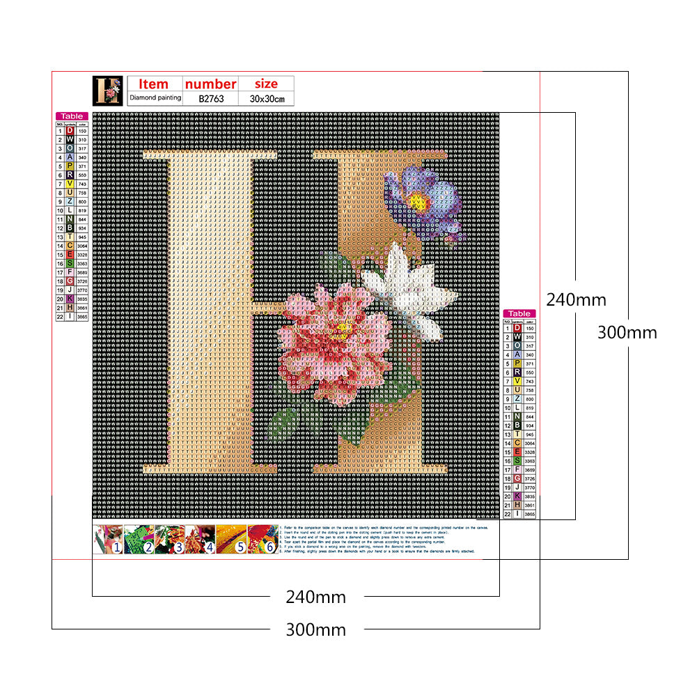 Flower Letter - Full Round Drill Diamond Painting 30*30CM