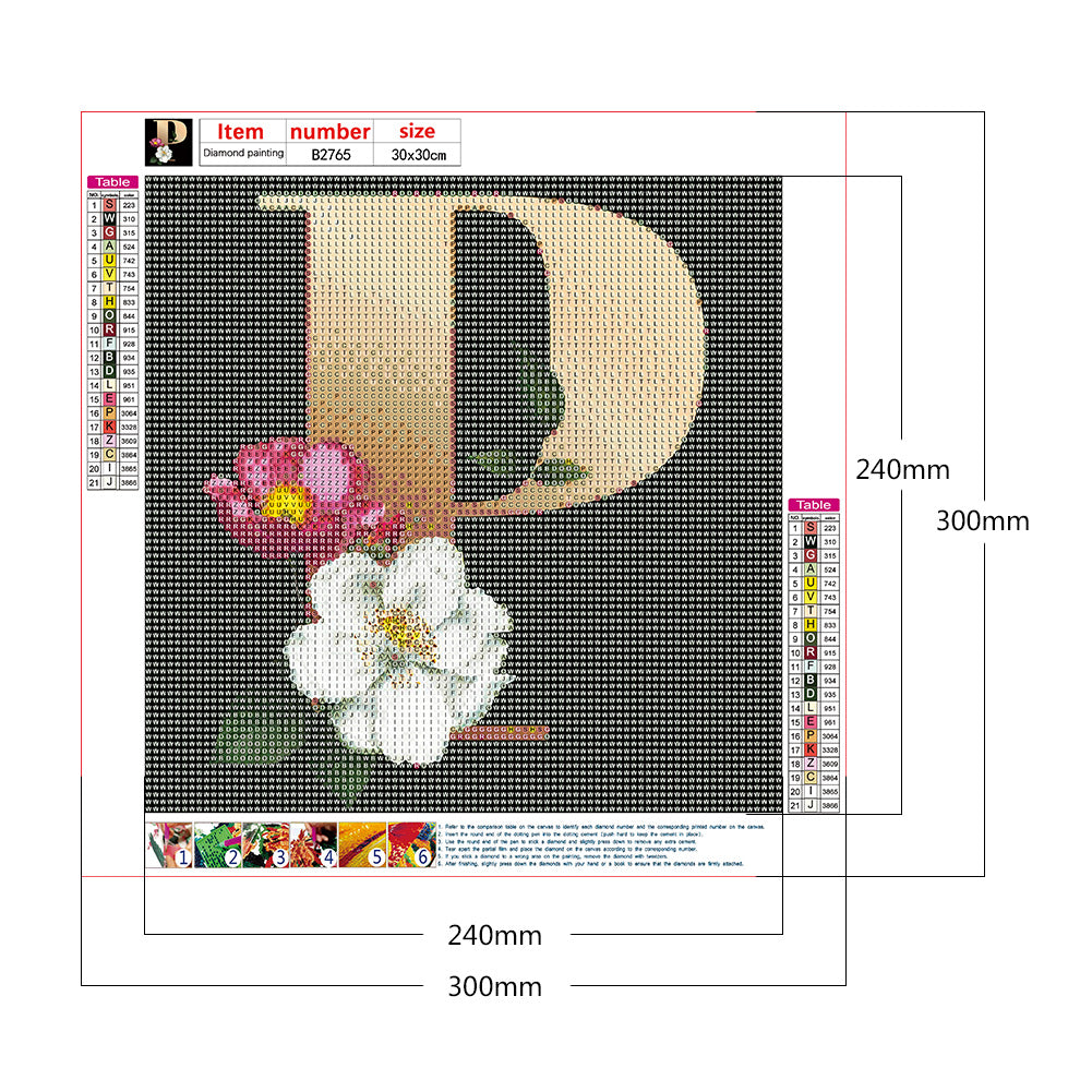 Flower Letter - Full Round Drill Diamond Painting 30*30CM