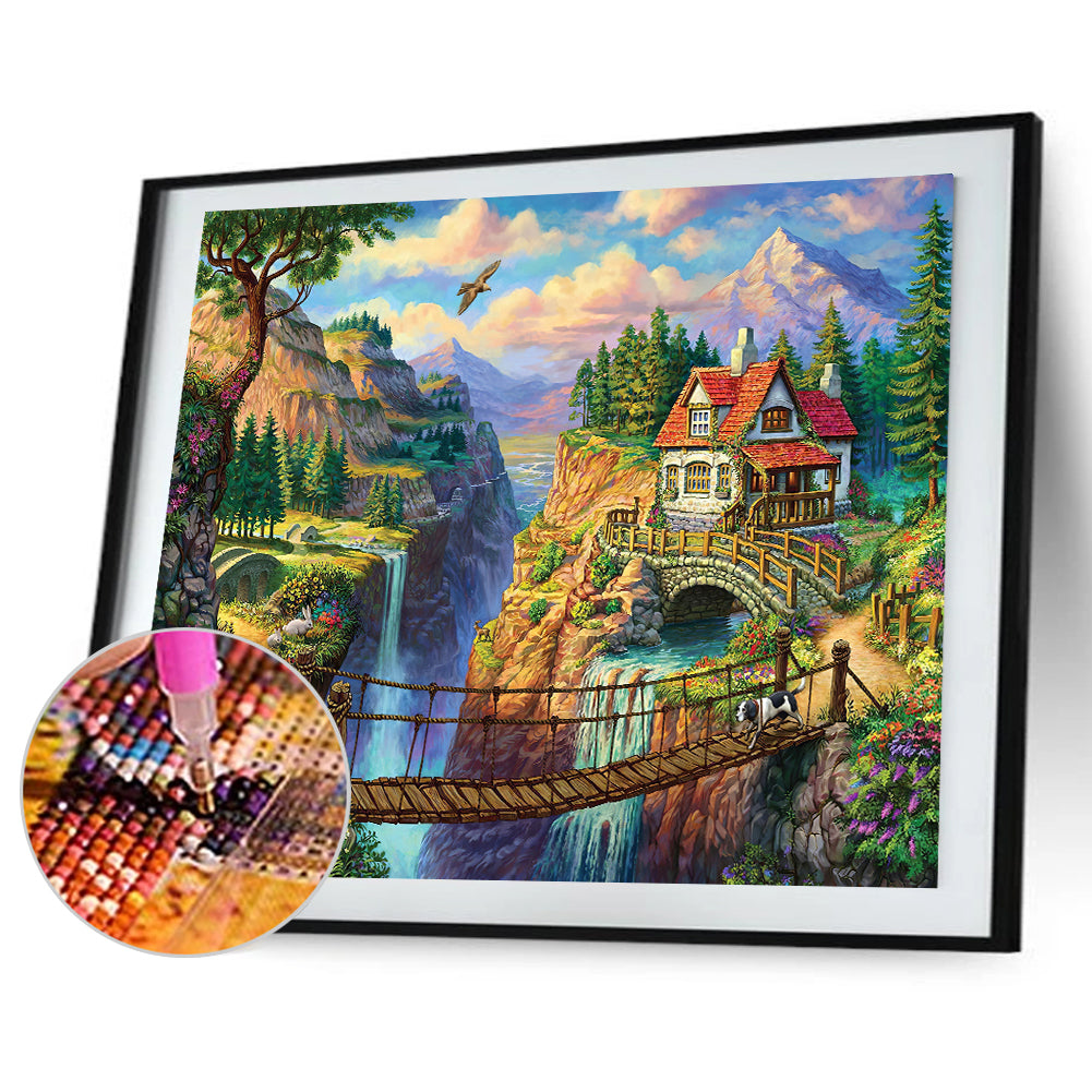 Landscape House - Full Round Drill Diamond Painting 50*40CM