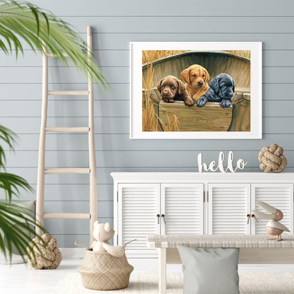 Three Dogs - Full Round Drill Diamond Painting 40*30CM