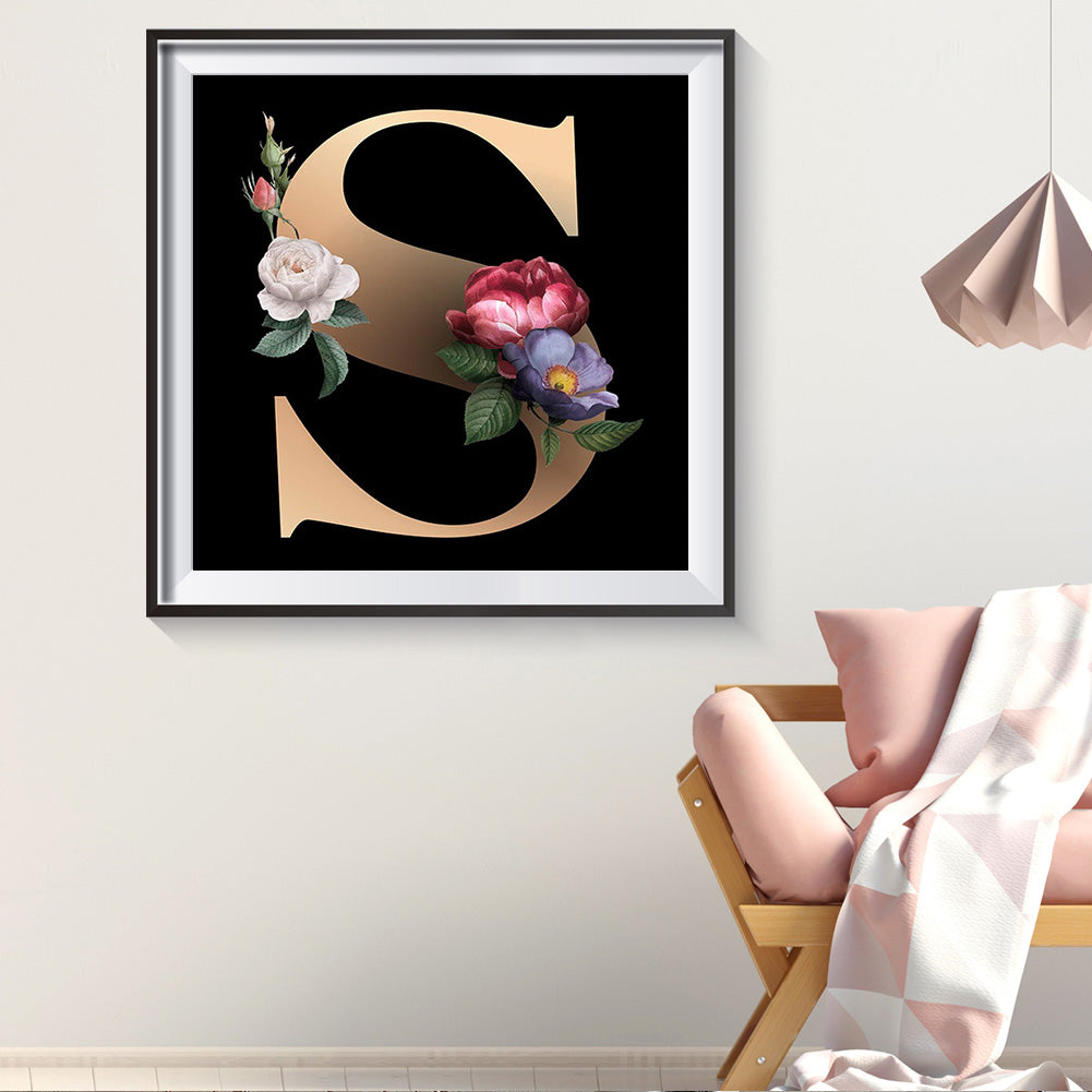 Flower Letter - Full Round Drill Diamond Painting 30*30CM