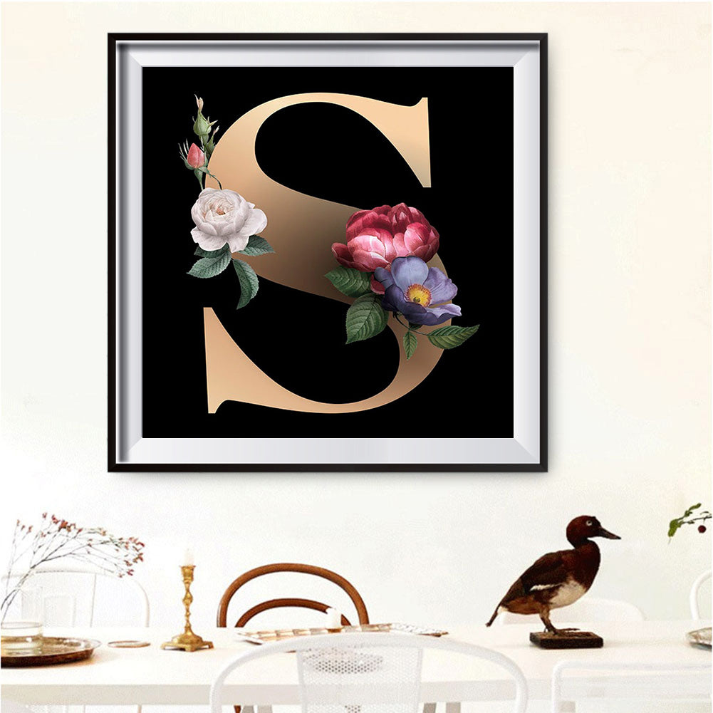 Flower Letter - Full Round Drill Diamond Painting 30*30CM