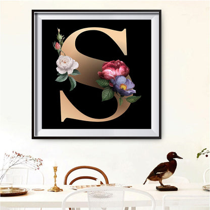 Flower Letter - Full Round Drill Diamond Painting 30*30CM