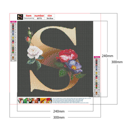 Flower Letter - Full Round Drill Diamond Painting 30*30CM