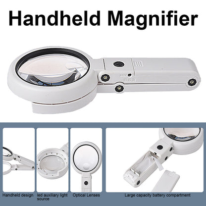 LED Folding Magnifier for Reading Portable Handheld Loupe Magnifying Glass