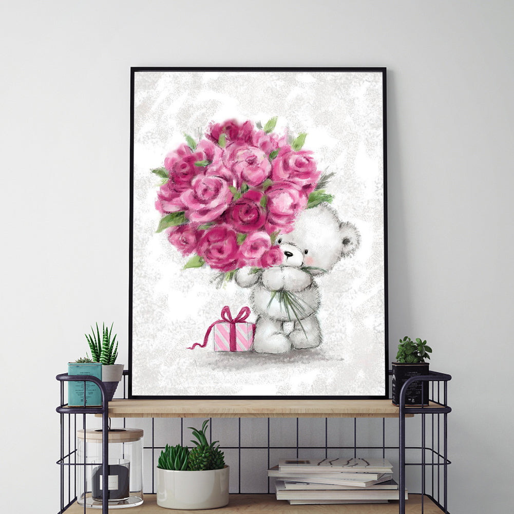 Bouquet Bear - Full Round Drill Diamond Painting 30*40CM