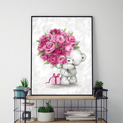 Bouquet Bear - Full Round Drill Diamond Painting 30*40CM